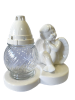 Aniołek ceramiczny ze zniczem biały