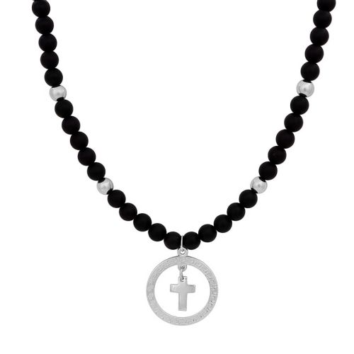 naszyjnik onyks i krzyż w okręgu (c21/kor/11ag) na Arena.pl