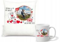 Zestaw PODUSZKA + KUBEK ze zdjęciem PREZENT NA WALENTYNKI DLA DZIEWCZYNY