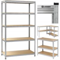 REGAŁ MAGAZYNOWY METALOWY LEGGER - 5 PÓŁEK - UDŹWIG 875 KG - 180x90x40