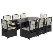 9-cz. zestaw mebli ogrodowych z poduszkami, czarny, rattan PE