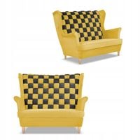 Sofa kanapa uszak CAROL DUO skandynawska Family Meble żółta miodowo - brąz