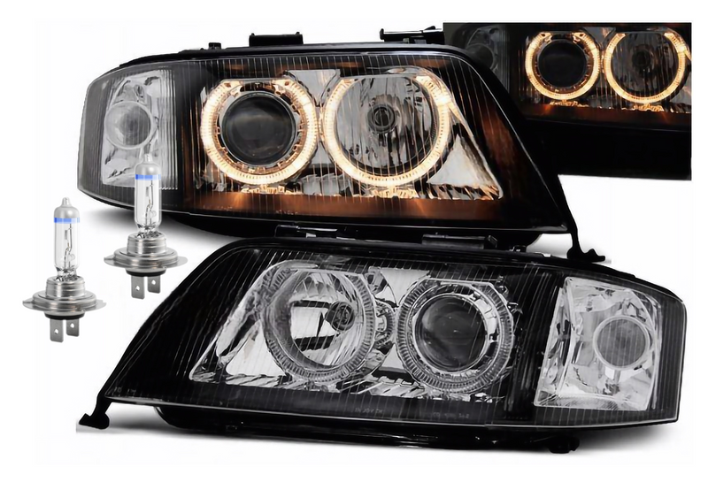 Reflektory AUDI A6 C5 1997-2001 DEPO, Ringi  - Doskonała jakość i bonus H7 zdjęcie 1