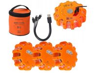 Lampy - flary ostrzegawcze 12 LED + 3 LED, 3 szt., akumulatorowe + USB-C