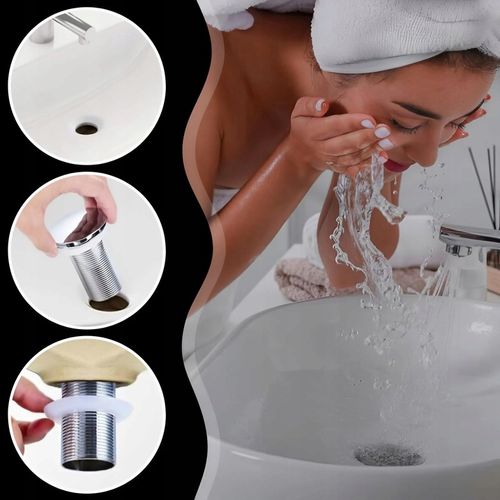 KOREK UMYWALKOWY AUTOMATYCZNY KLIK KLAK AUTO BEZ PRZELEWU SREBRNY na Arena.pl