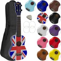 UKULELE SOPRANOWE ANGLIA AKCESORIA MUZYCZNE ZAPASOWE STRUNY KOSTKA ETUI