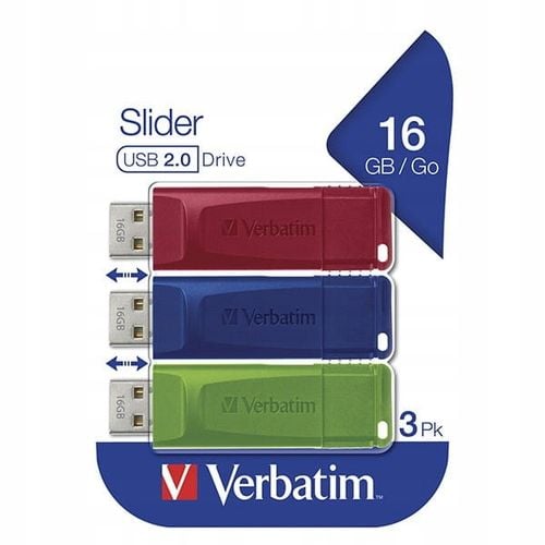Pendrive Verbatim 16GB Store 'n' Go Slider USB 2.0 (3-pack) na Arena.pl