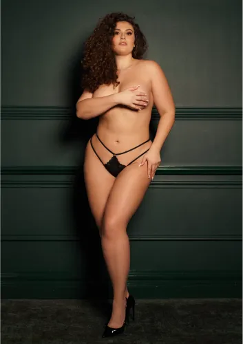 le desir ami plus size - stringi sznurowane, elastyczne, czarne na Arena.pl