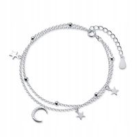 Bransoletka srebrna Księżyc Gwiazdy Kulki
