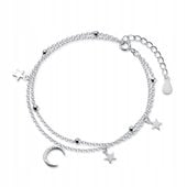 Bransoletka srebrna Księżyc Gwiazdy Kulki