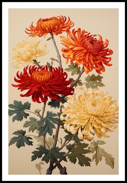 Plakat 61x91,5cm Tańczące Chryzantemy zdjęcie 3