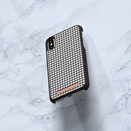 Materiałowe etui iPhone Xs X (Dark Brown Pattern 2) na Arena.pl