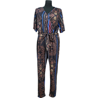 Kombinezon Damski na Krótki Rękaw Luźny Krój Czarny Rozmiar 44