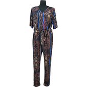 Kombinezon Damski na Krótki Rękaw Luźny Krój Czarny Rozmiar 44