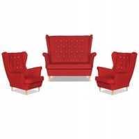 Zestaw uszak Gaja ekoskóra skaj sofa fotele czerwony