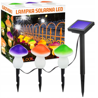 OGRODOWA LAMPA SOLARNA LED WBIJANA GRZYBKI 3szt