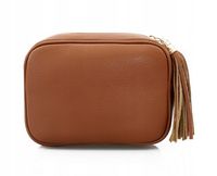 VERA PELLE torebka skórzana listonoszka z frędzelkiem V145 camel