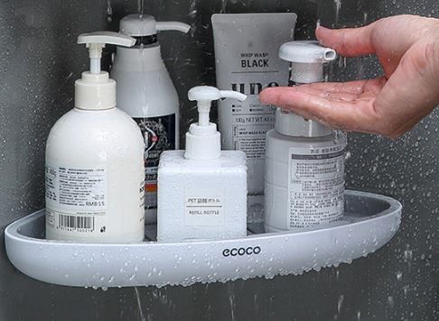 2x PÓŁKA ŁAZIENKOWA NAROŻNA POD PRYSZNIC ECOCO czarno-biała zdjęcie 9