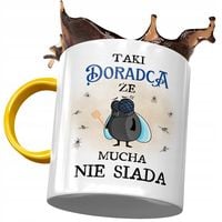 Kubek Żółty Dla Doradcy Taki Że Mucha Nie Siada Z Nadrukiem Ze Zdjęciem