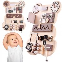 Tablica Manipulacyjna Sensoryczna Edukacyjna Montessori MIŚ Dla Dzieci 14w1