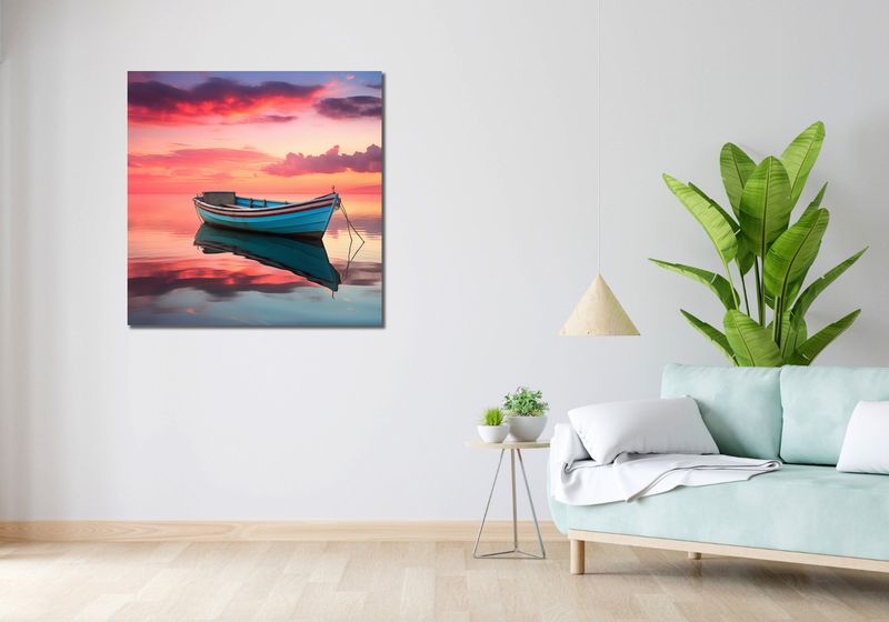 Obraz 90x90cm Spokój przed Połowem zdjęcie 2