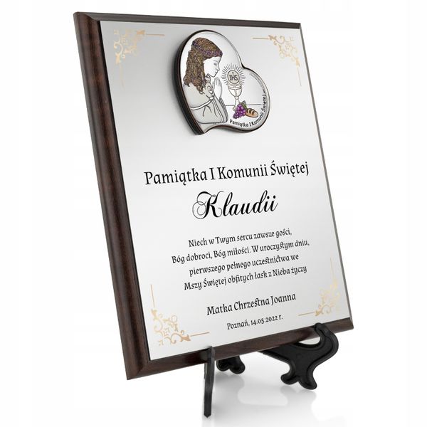 SREBRNY obrazek pamiątka I Komunii Świętej NADRUK zdjęcie 5