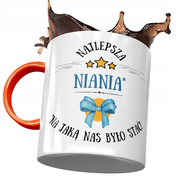 Kubek Pomarańczowy Dla Niani Najlepsza Niania Z Nadrukiem Ze Zdjęciem zdjęcie 1