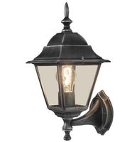 LATARNIA ŚCIENNA IP44 KINKIET OGRODOWY CZARNO SREBRNY