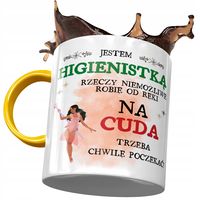 Kubek Żółty Dla Higienistki Cuda Trzeba Poczekać Z Nadrukiem Ze Zdjęciem