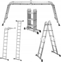 DRABINA WIELOFUNKCYJNA 4X3 SKŁADANA 5W1 PODEST ROBOCZY WZMOCNIONA