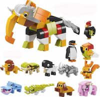 KLOCKI KONSTRUKCYJNE ZWIERZĘTA 12W1 ANIMALS SŁOŃ PAPUGA KALENDARZ ADWENTOWY