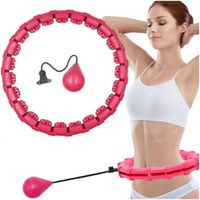 HULA HOP Z OBCIĄŻENIEM WYPUSTKAMI ODCHUDZAJĄCE SKŁADANE RÓŻOWY