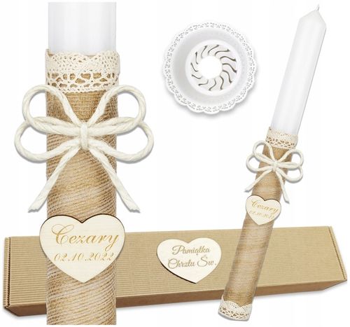 Świeca do chrztu komunii BOHO chrzest gromnica NLS na Arena.pl