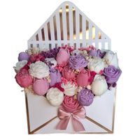 Flower Box Koperta L Świece Bukiet Prezent Urodziny Ślub Podziękowanie