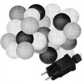 COTTON BALLS LAMPKI KULE ŚWIETLNE 20 LED GIRLANDA NA PRĄD ŚWIECĄCE