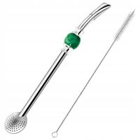 Yerba Mate Bombilla Zielonym z Kamieniem + Czyścik