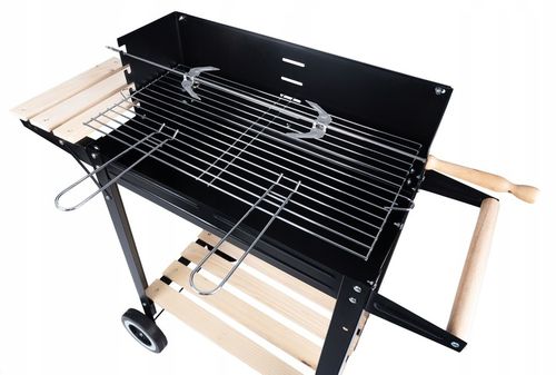 GRILL ogrodowy Węglowy na kołach DUŻY Rożen PÓŁKI Gril Regulacja Rusztu na Arena.pl