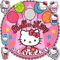 OPŁATEK NA TORT 20CM - KOTEK HEL.LO KITT.Y + IMIĘ + GRATIS! 15CM 18CM