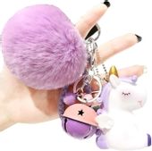 Brelok pompon zawieszka unicorn do kluczy jednorożec B10_Fiolet