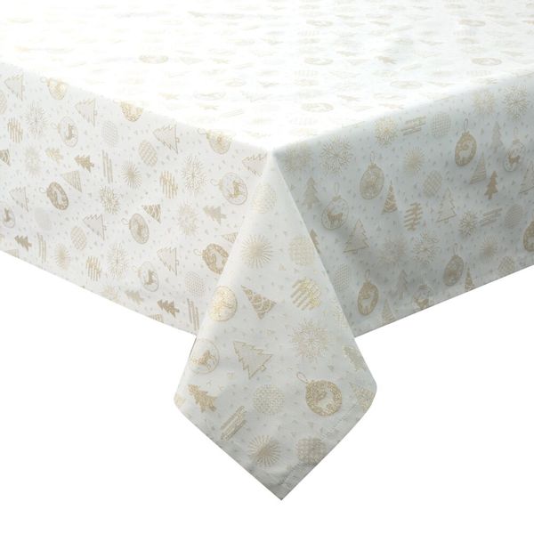 Obrus dekoracyjny FLASH-14 135x180 złoty z motywem świątecznym zdjęcie 2