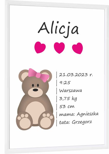 METRYCZKA DLA DZIECKA NARODZINY CHRZEST + RAMKA !SUPER PREZENT! HIT ! zdjęcie 10