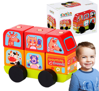 Drewniany Edukacyjny Autobus Z Klocków Cubika 7 Elem. Dla Dzieci Lm-10
