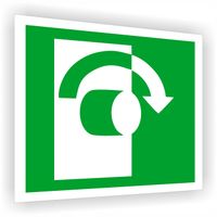 Tabliczka ewakuacyjna z nadrukiem 10x10 cm Przekręcić aby otworzyć