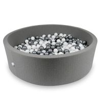 Suchy basen 130x40cm szary z piłeczkami 700szt (białe, srebrne)