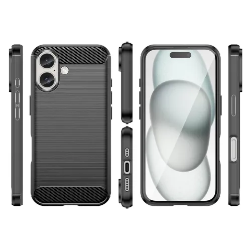 etui silikonowe carbon case do iphone 16 - czarne na Arena.pl