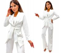 KOMPLET SPODNIE Z ŻAKIETEM GARNITUR MARYNARKA Z PASEM POLSKI PRODUKT XL