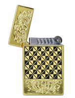 Zapalniczka Gazowa Prezentowa z Krzesiwem Szachownica z Regulacją Złota