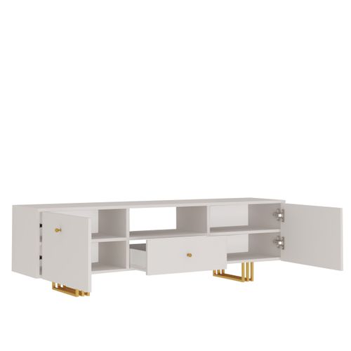 SZAFKA RTV KLARA 150 KASZMIR BEŻ ZŁOTY nogi metal salon na Arena.pl