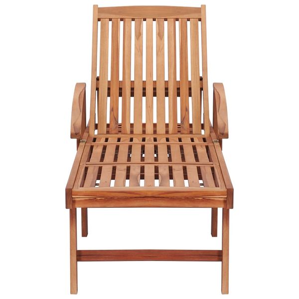 Leżak z poduszką w kolorze winnej czerwieni, lite drewno tekowe zdjęcie 4