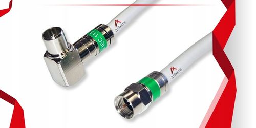 GOTOWY KABEL ANTENOWY Złącza Wtyk F - Wtyk TV KĄTOWY Długość kabla: 2m na Arena.pl